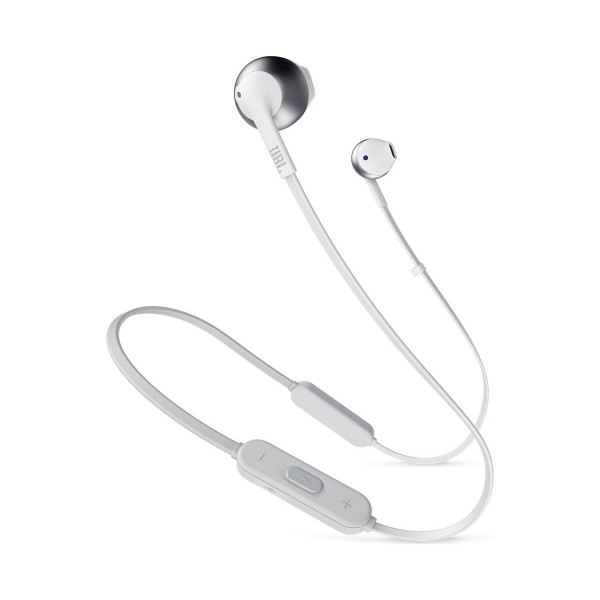 Jbl t205bt blanco plata auriculares ergonómicos con micrófono integrado control remoto bluetooth