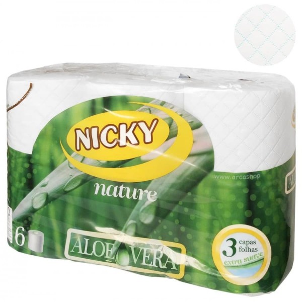 Nicky papel higiénico Aloe Vera 6 rollos